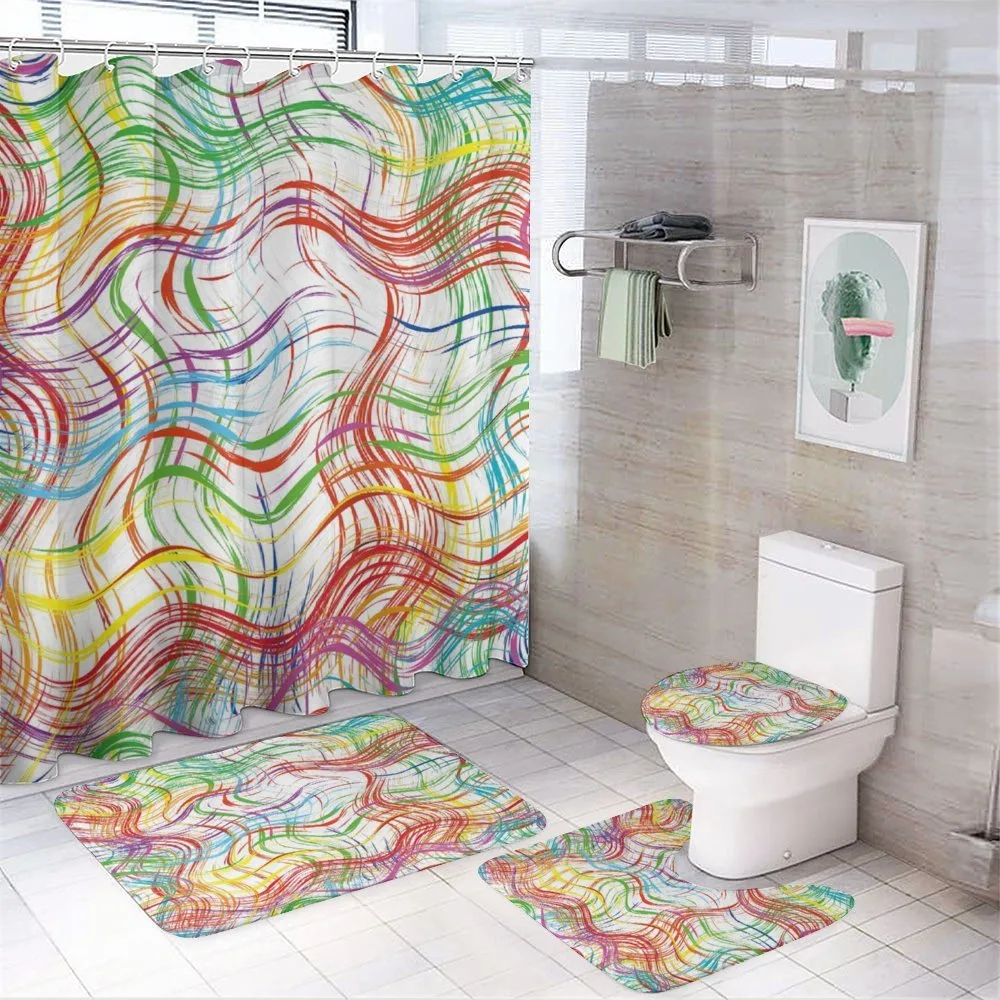 Wavy Colorful Stripes — 4-Piece Bathroom Set preview