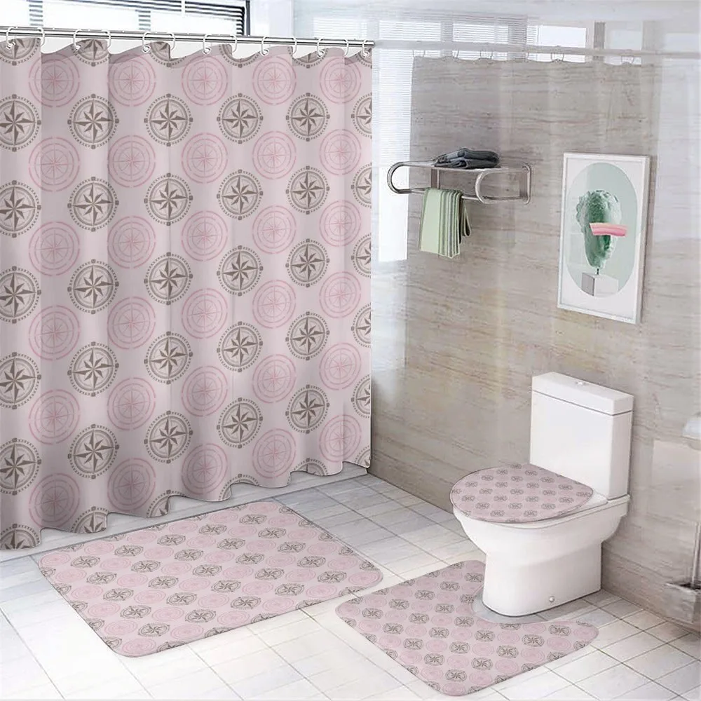 Windroses Pattern — 4-Piece Bathroom Set preview