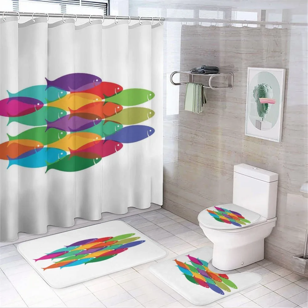 Colorful Shoal Artwork 4-Piece Bathroom Set product video