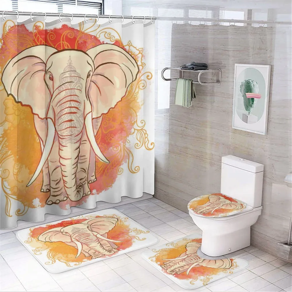 Eastern Elephant Pattern — 4-Piece Bathroom Set preview