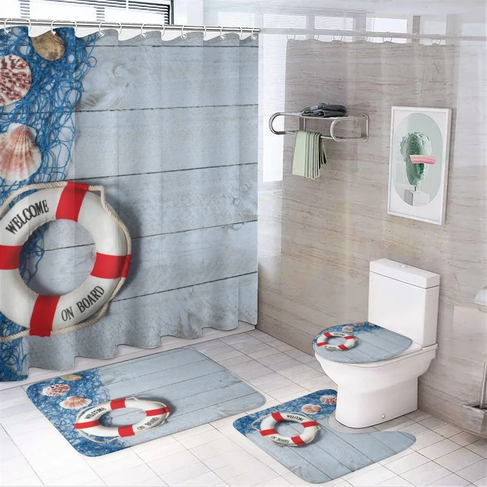 Fishing Net Wood Seashell — 4-Piece Bathroom Set preview