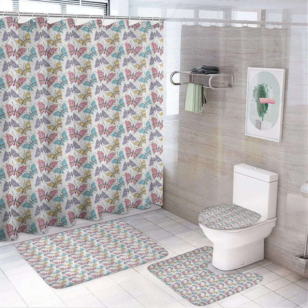 Floral Winged Abstract Insect — 4-Piece Bathroom Set preview