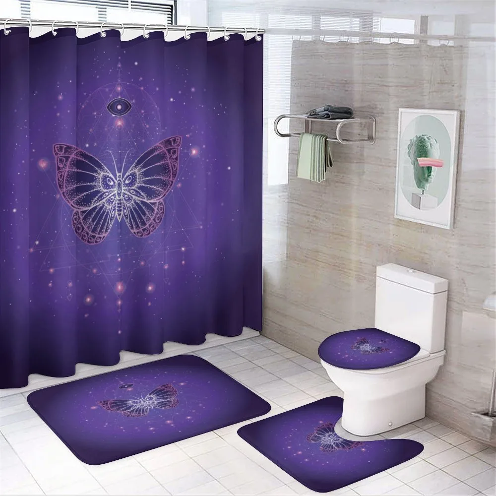 Galactic Butterfly Geometry — 4-Piece Bathroom Set preview