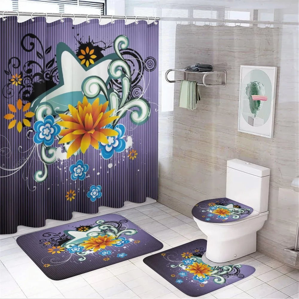Stars Flowers Swirls — 4-Piece Bathroom Set preview