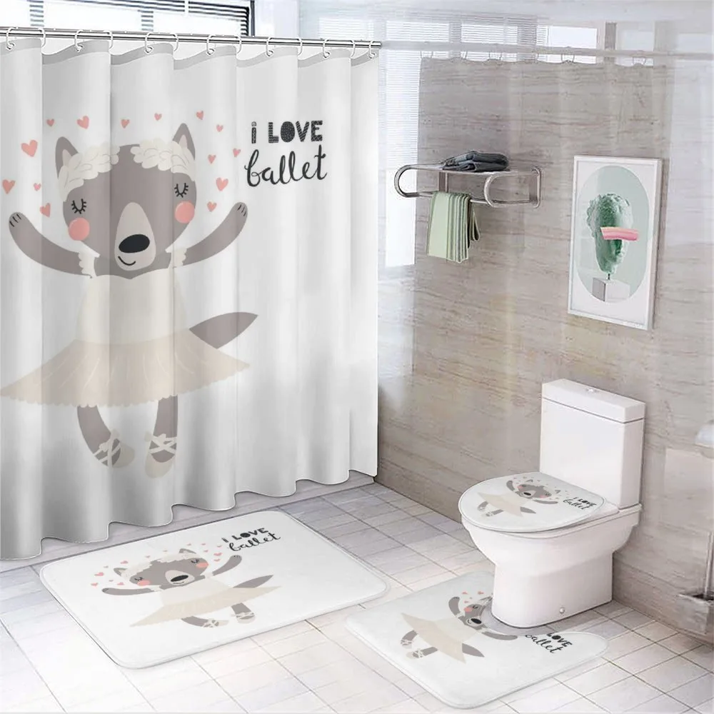 Ballerina Wolf in a Tutu — 4-Piece Bathroom Set preview