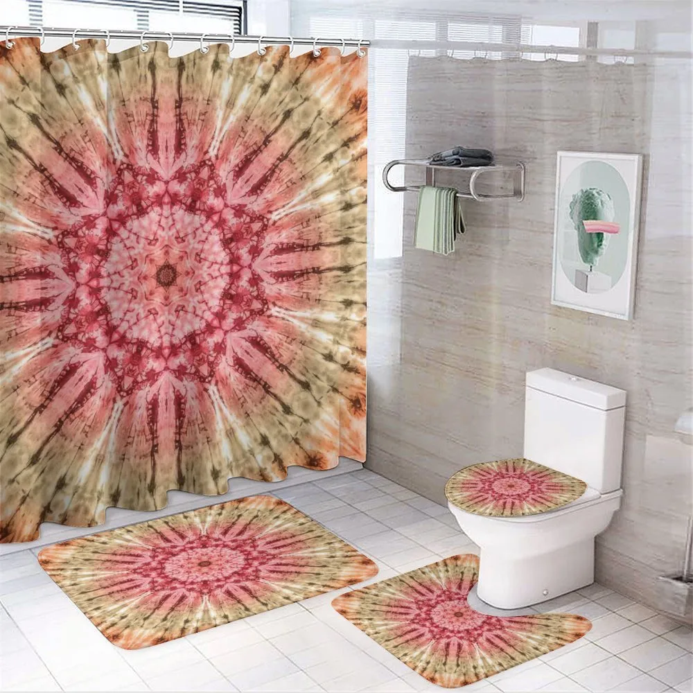 Batik Hippie Red Brown 4-Piece Bathroom Set product video