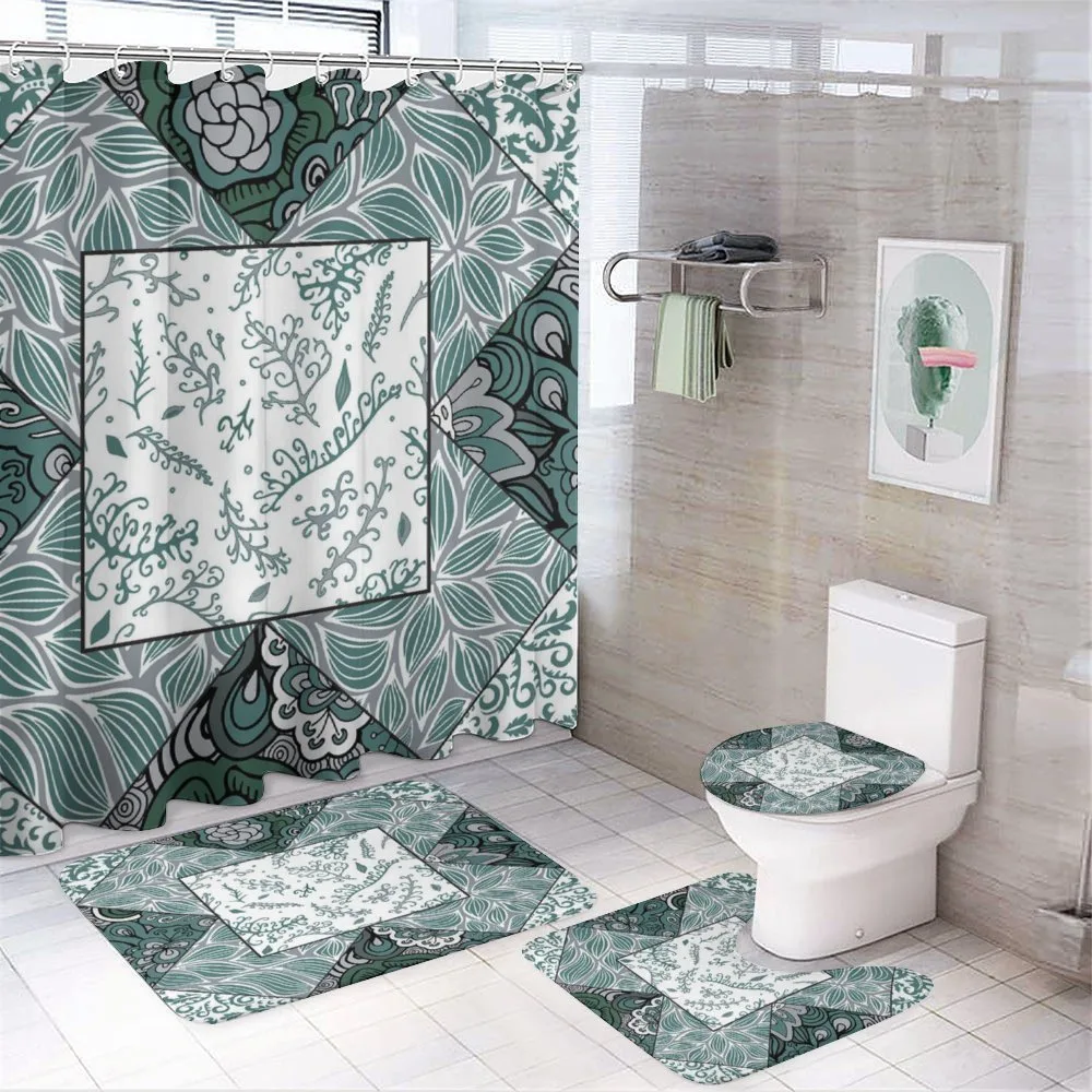 Leaves Chevron Flower Mix — 4-Piece Bathroom Set preview