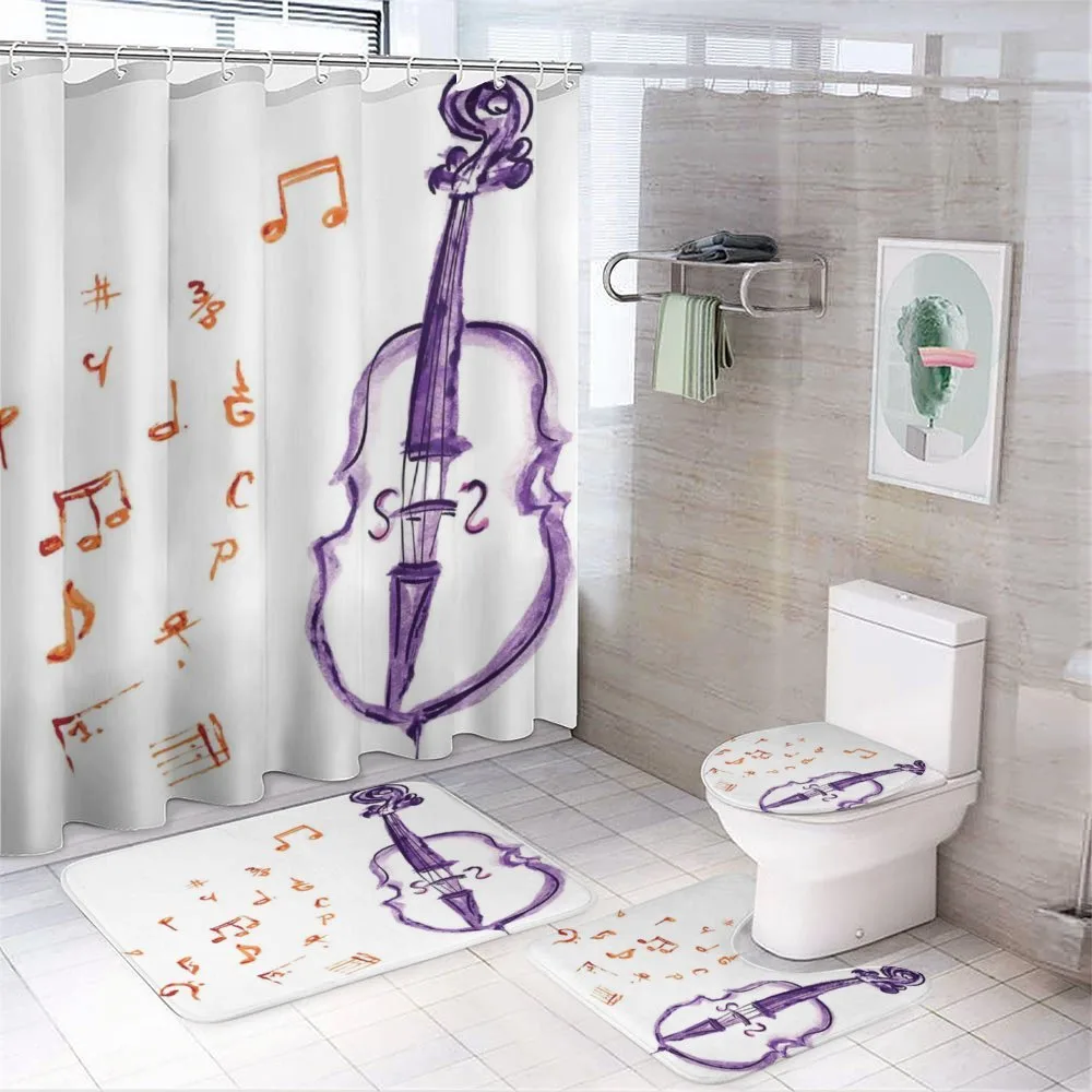 Musical Note Black Theme — 4-Piece Bathroom Set preview