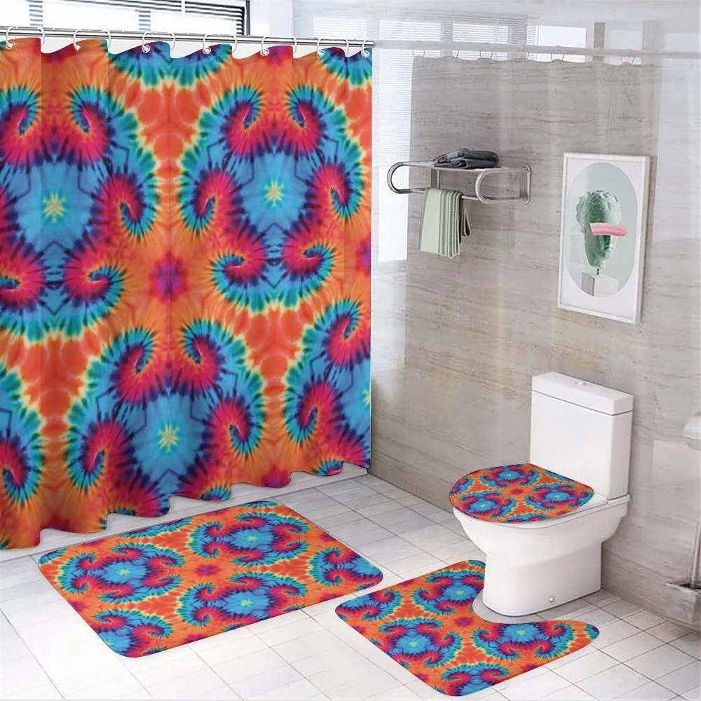 Orange and Blue Motif Colorful — 4-Piece Bathroom Set preview