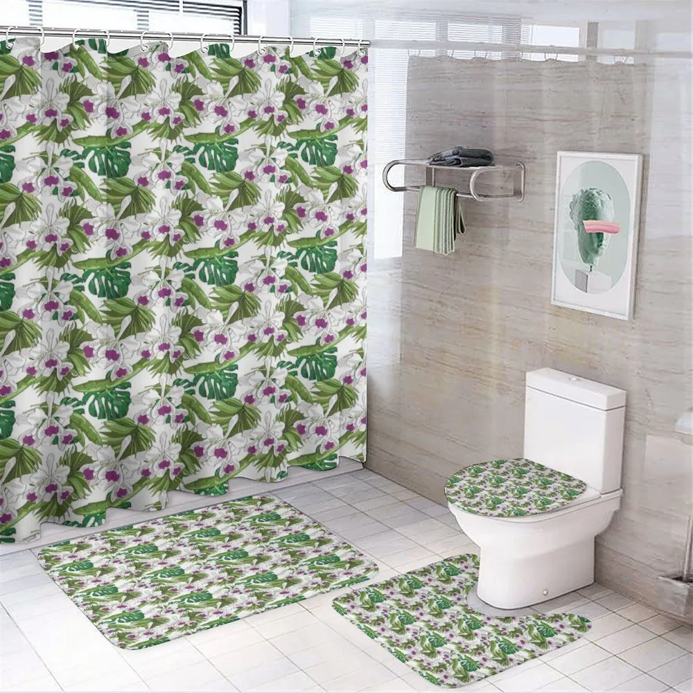 Wild Flowers Fan Palm Leaf — 4-Piece Bathroom Set preview