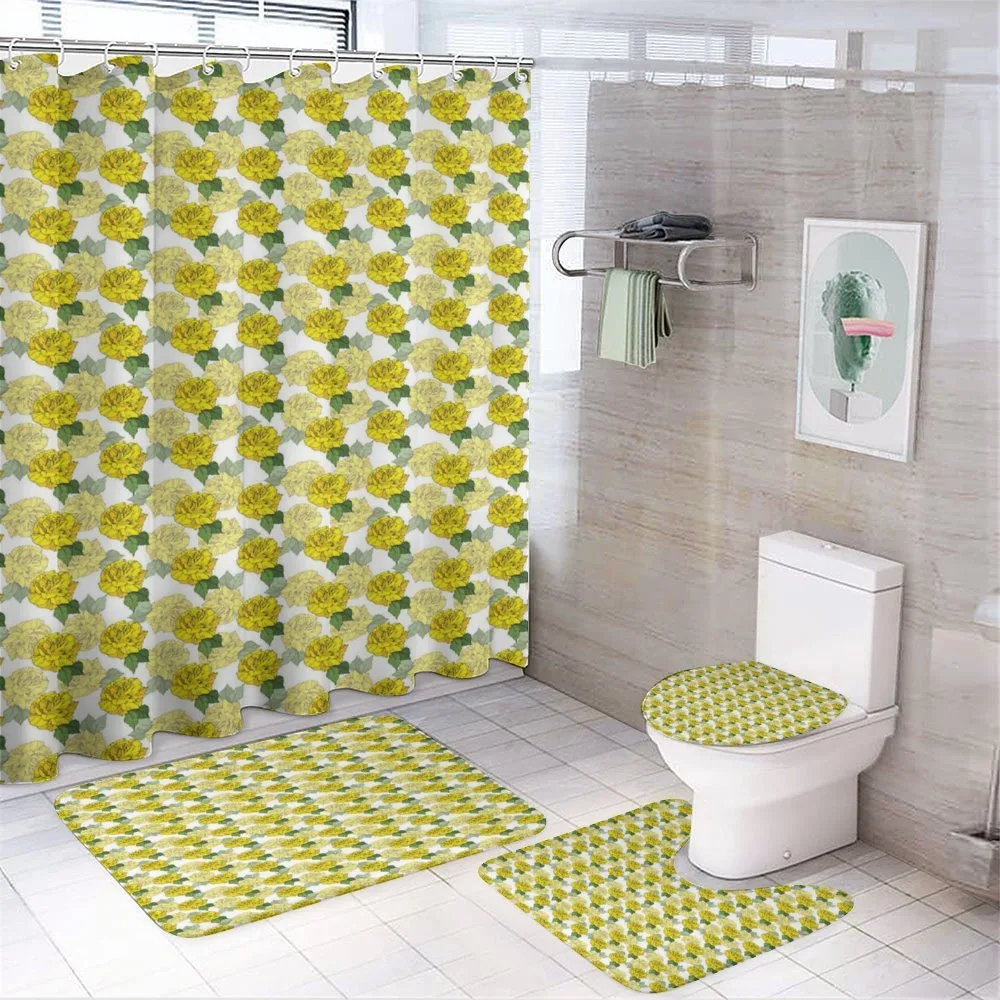 Graphical Spring Flowers — 4-Piece Bathroom Set preview