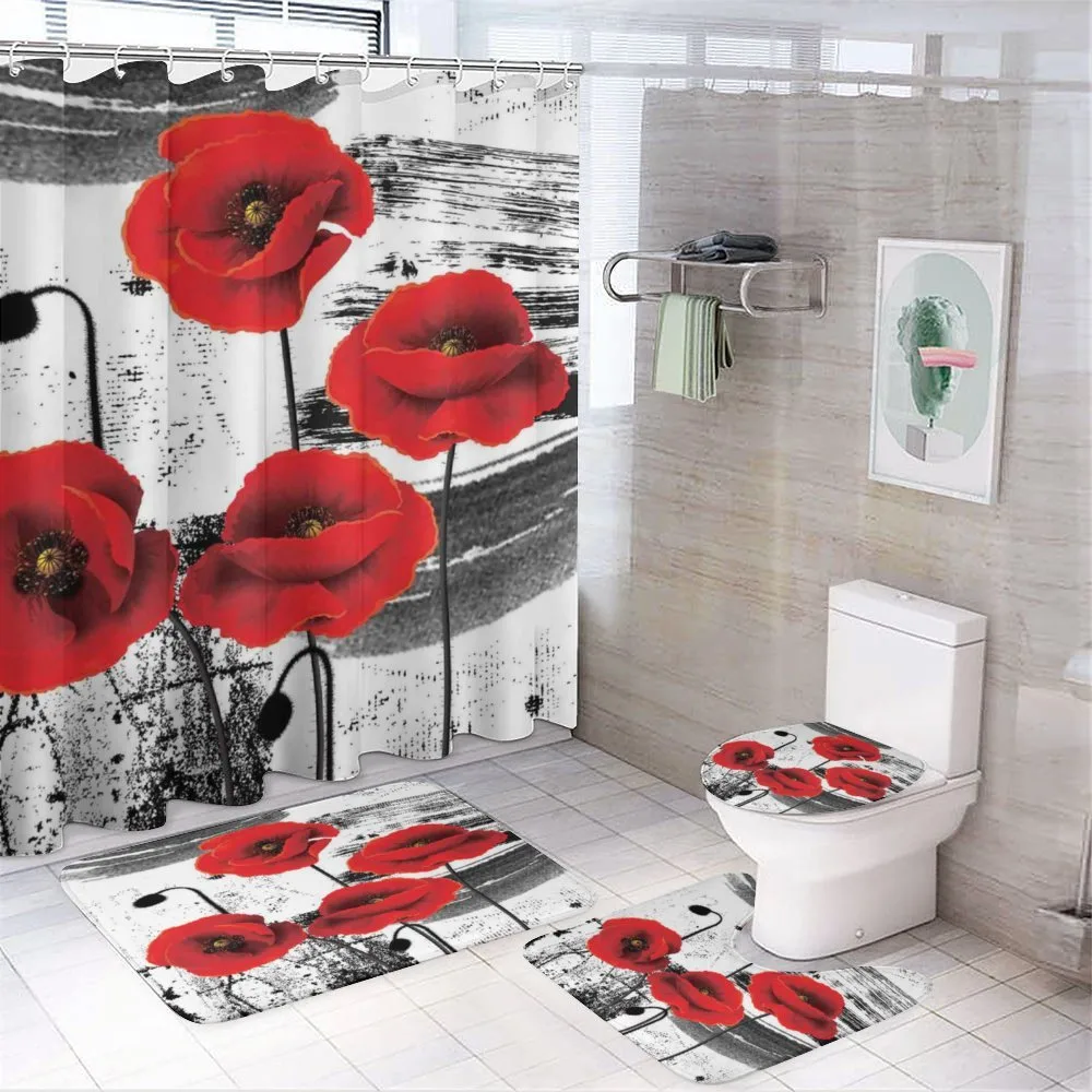 Grunge Brush Flowers — 4-Piece Bathroom Set preview