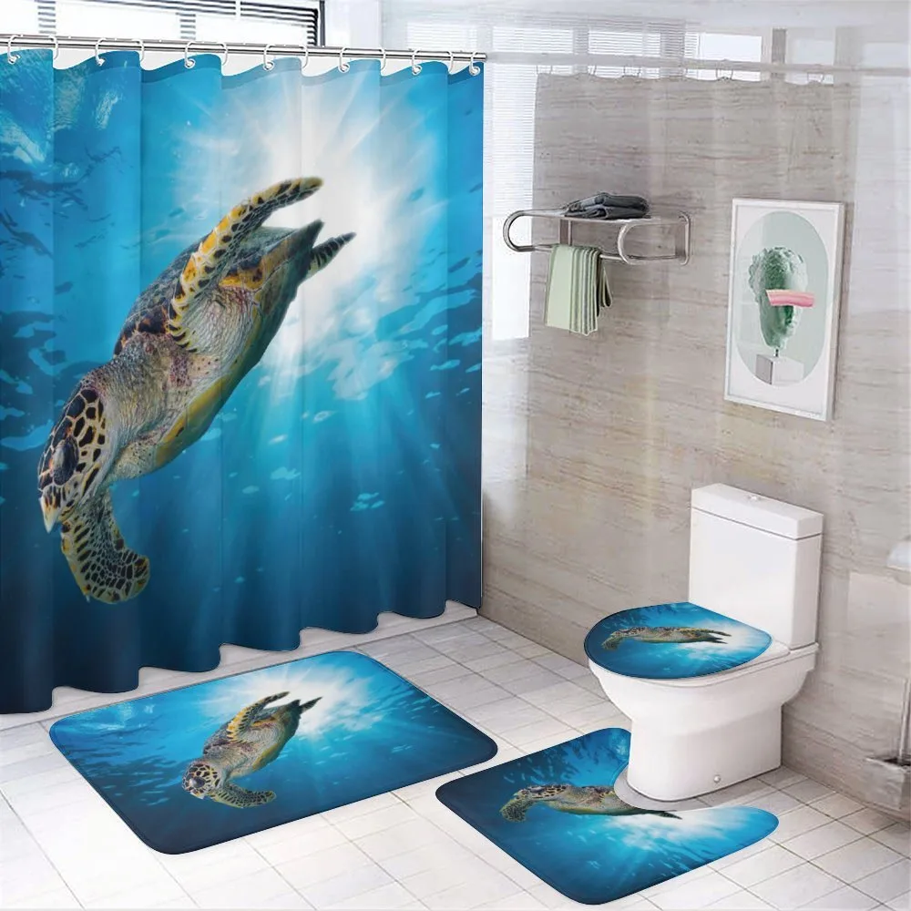 Sea Turtle Diving — 4-Piece Bathroom Set preview