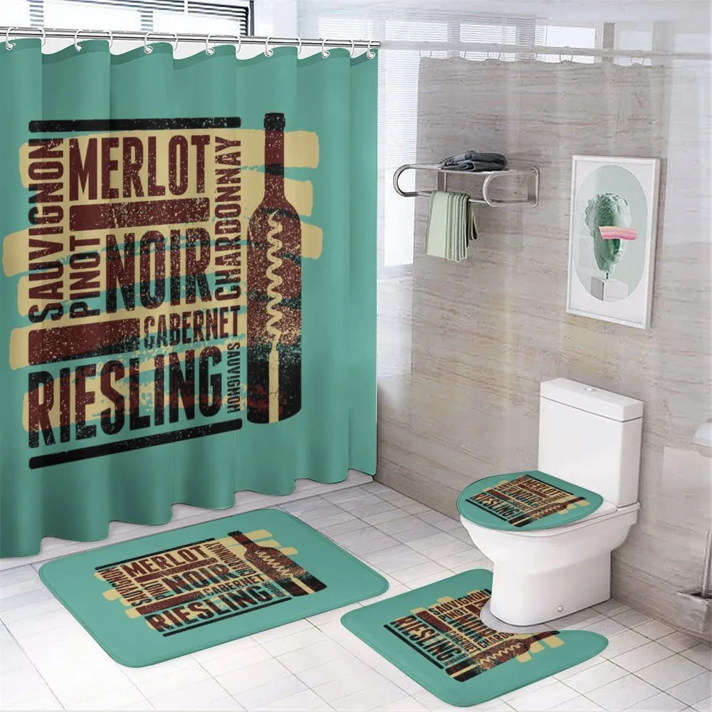 Wine Grapes Types Bottle — 4-Piece Bathroom Set preview