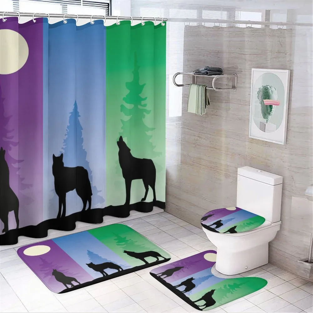 Wolf at Night Howling — 4-Piece Bathroom Set preview