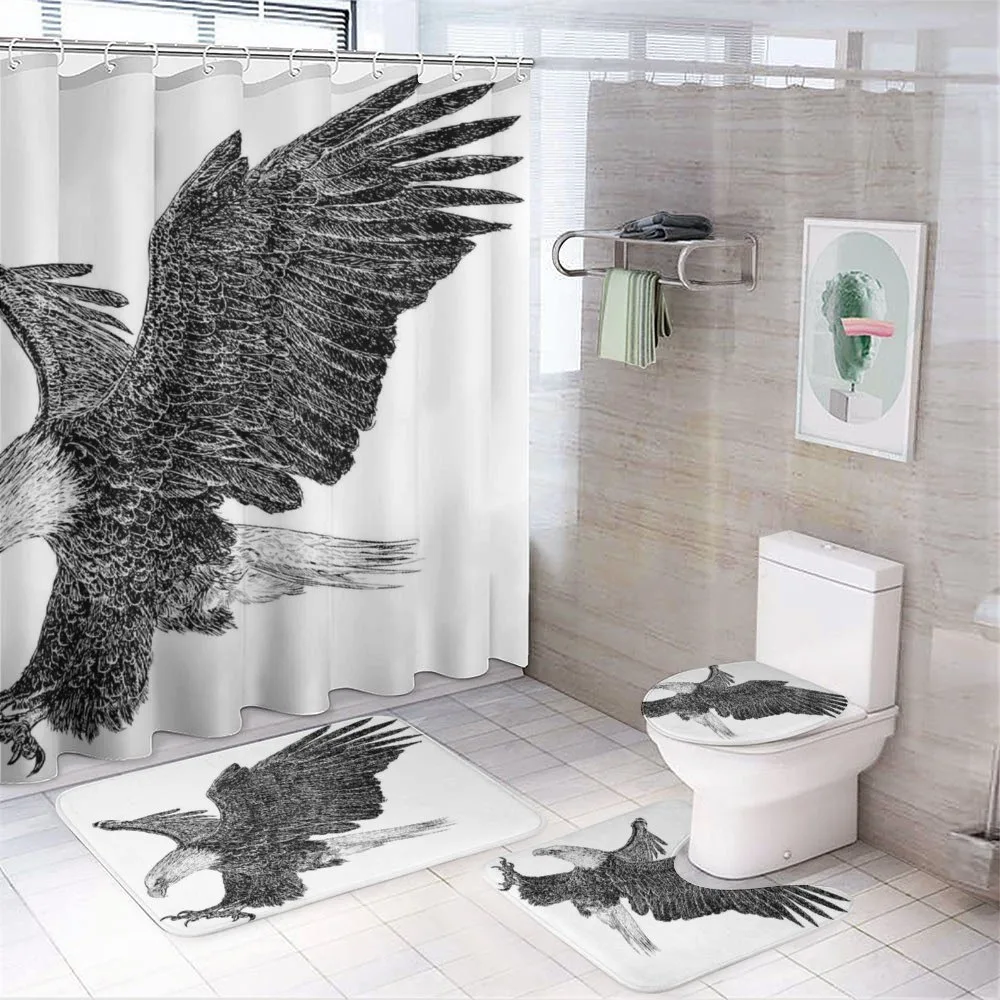 Bald Eagle Swoop Sketchy — 4-Piece Bathroom Set preview