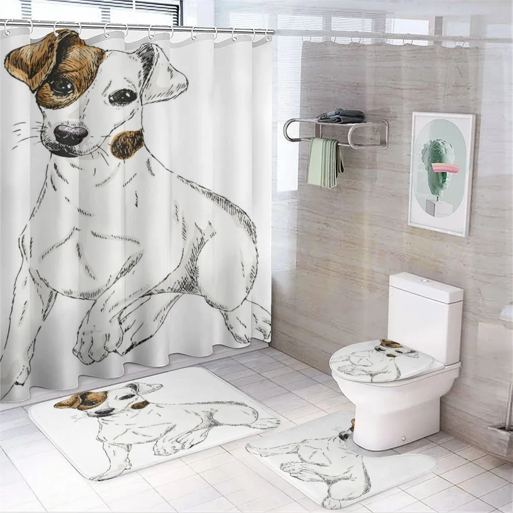 Graphic Puppy Portrait — 4-Piece Bathroom Set preview