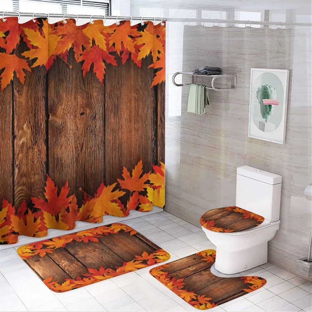 Leaves on the Wooden Board — 4-Piece Bathroom Set preview