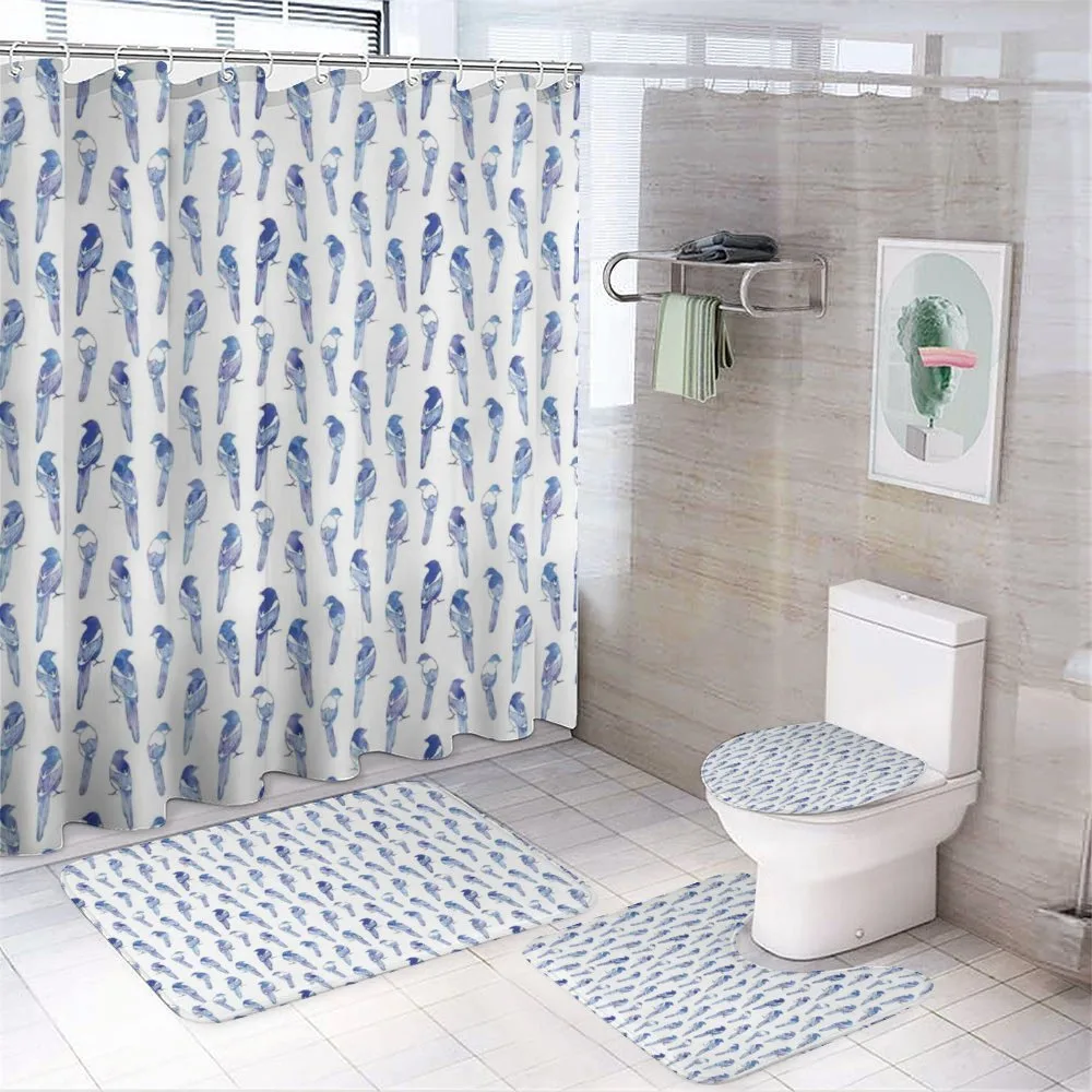 Long Tailed Sparrows Pattern — 4-Piece Bathroom Set preview