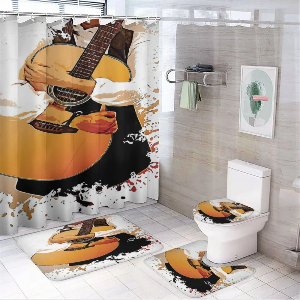 Man Holding a Guitar — 4-Piece Bathroom Set preview