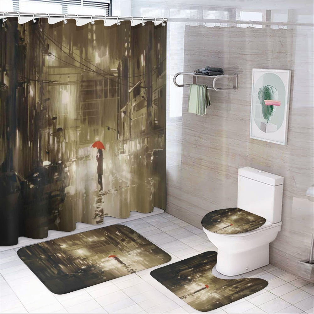 Romantic View Rainy Day — 4-Piece Bathroom Set preview