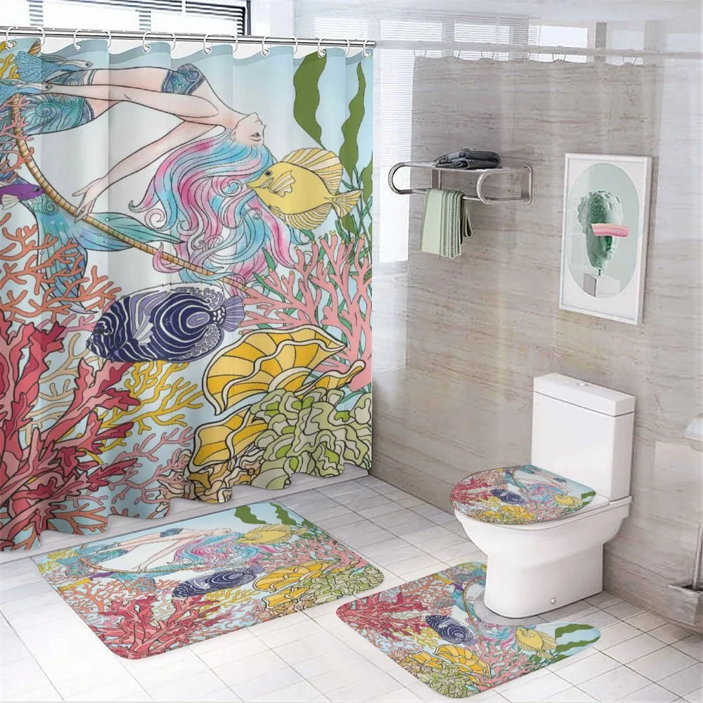 Sketchy Sea Coral Reefs 4-Piece Bathroom Set product video