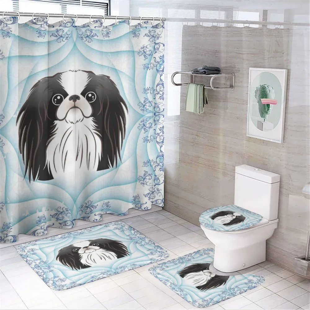 Cartoon Puppy Floral Ornate — 4-Piece Bathroom Set preview