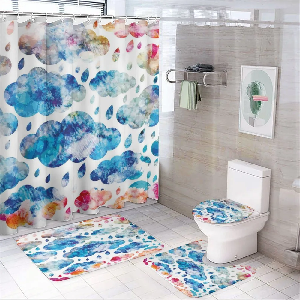 Clouds Raindrops — 4-Piece Bathroom Set preview