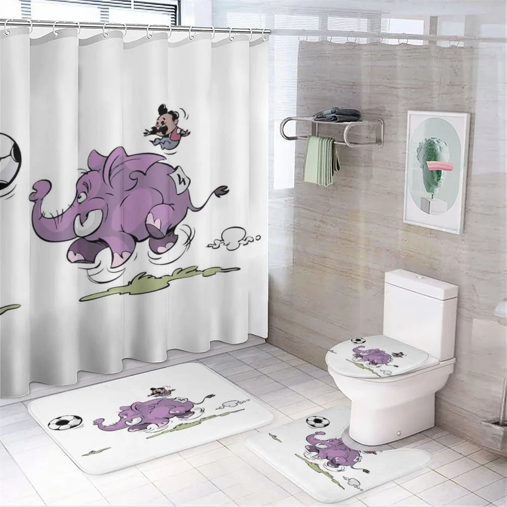 Elephant Playing Soccer — 4-Piece Bathroom Set preview