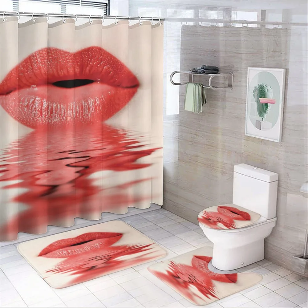 Female Blowing Kisses — 4-Piece Bathroom Set preview