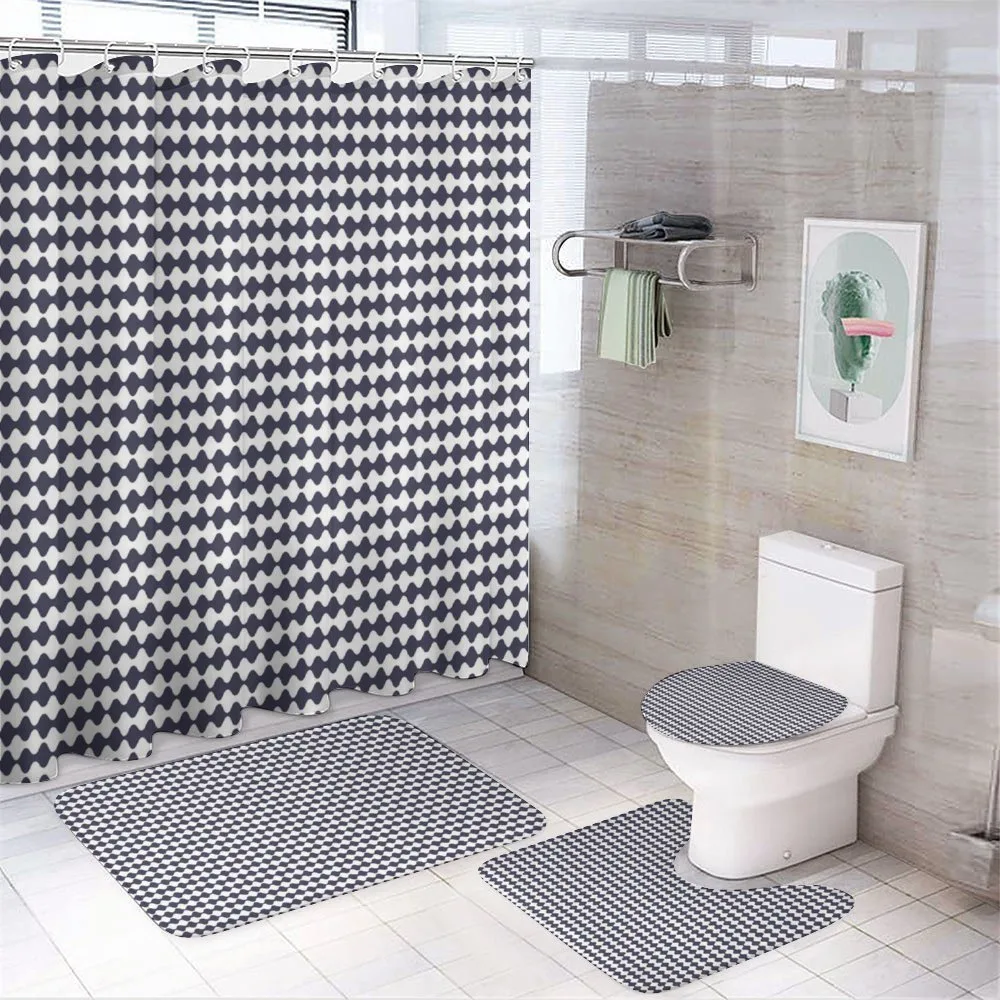 Simple Abstract Motif 4-Piece Bathroom Set product video
