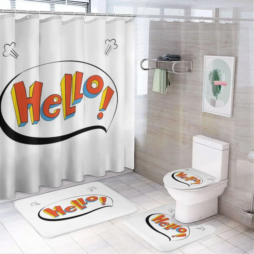 Comic Speech Bubble Retro 4-Piece Bathroom Set product video