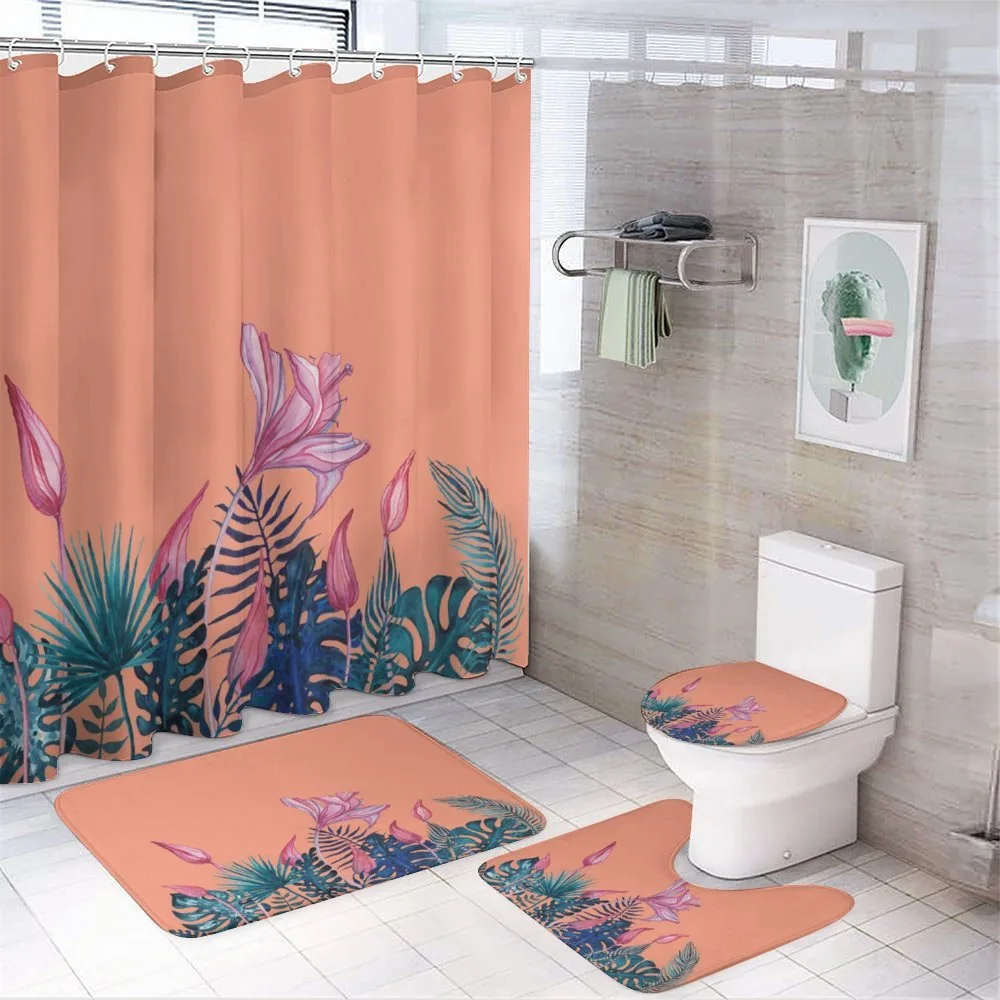 Exotic Monstera Floral Art — 4-Piece Bathroom Set preview