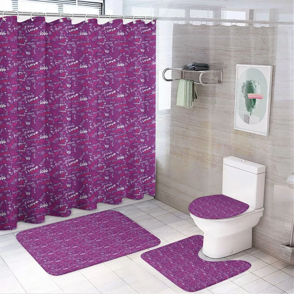 Fun Hearts Purple — 4-Piece Bathroom Set preview