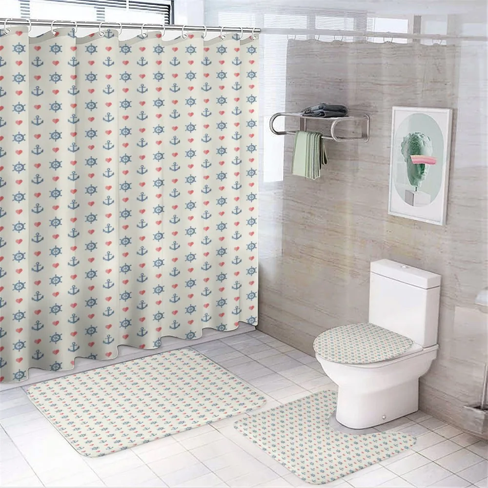 Maritime Pattern Art 4-Piece Bathroom Set product video
