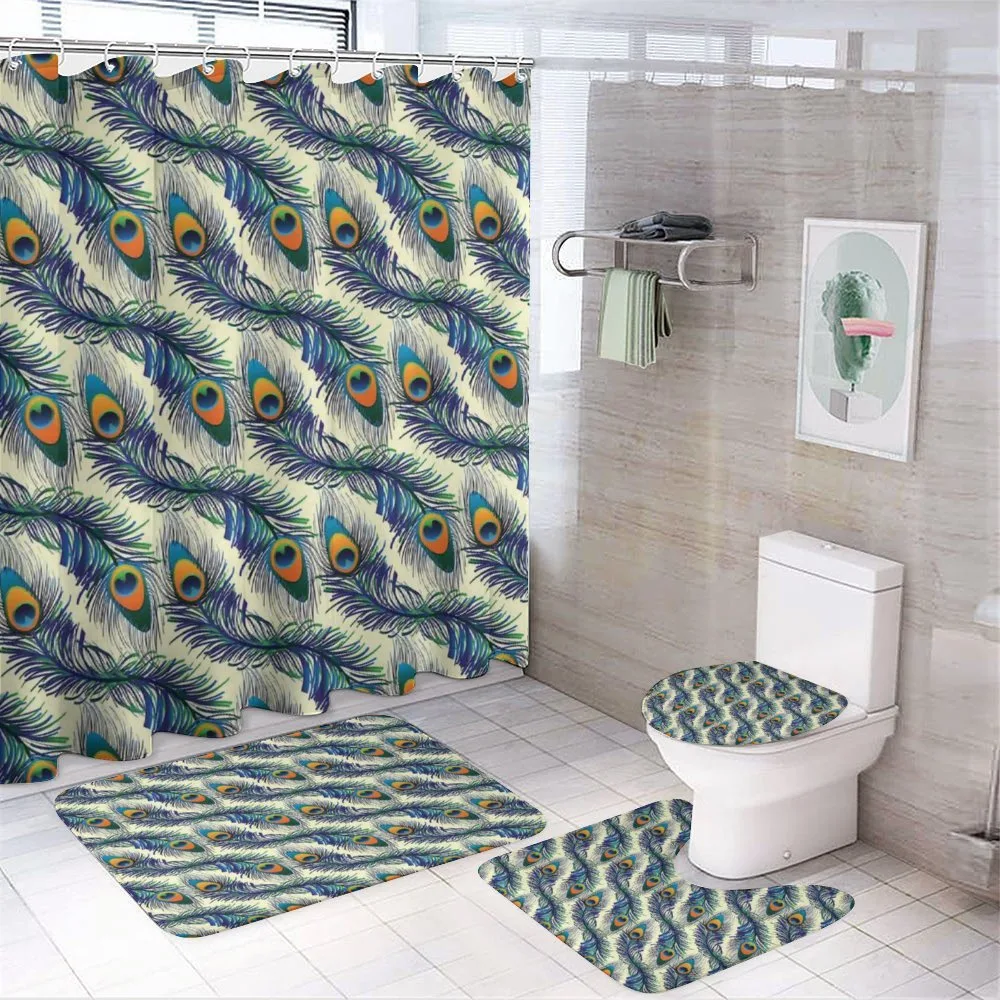 Ornamental Peacock Bird — 4-Piece Bathroom Set preview