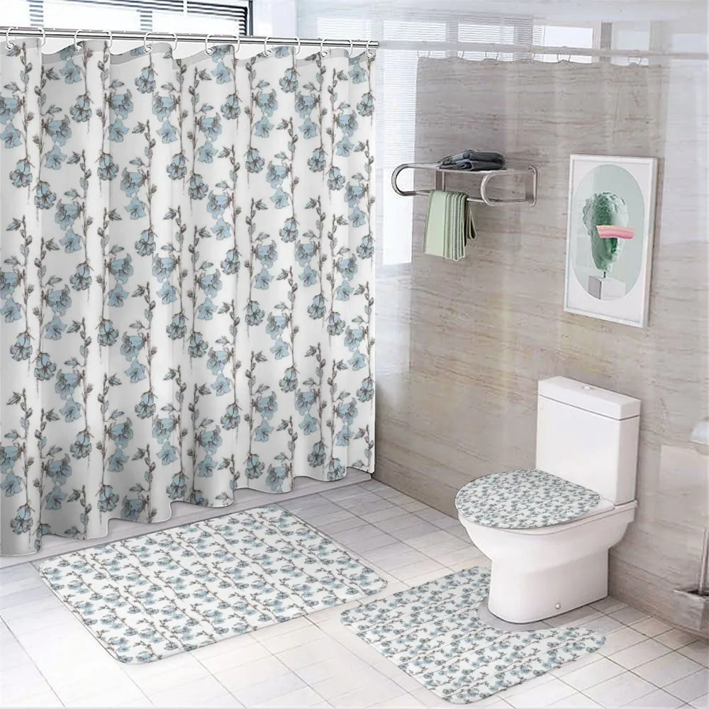Retro Bluebells — 4-Piece Bathroom Set preview