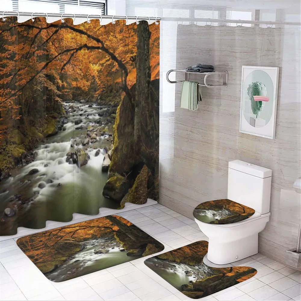 River with Rocks Forest Lush — 4-Piece Bathroom Set preview