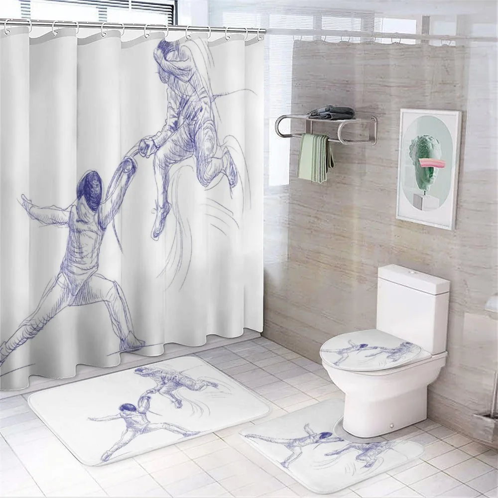 Fencing Duel Sketchy — 4-Piece Bathroom Set preview