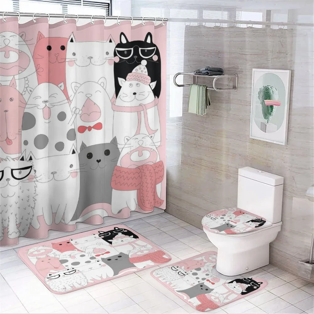 Funny Kittens Humor Doodle — 4-Piece Bathroom Set preview