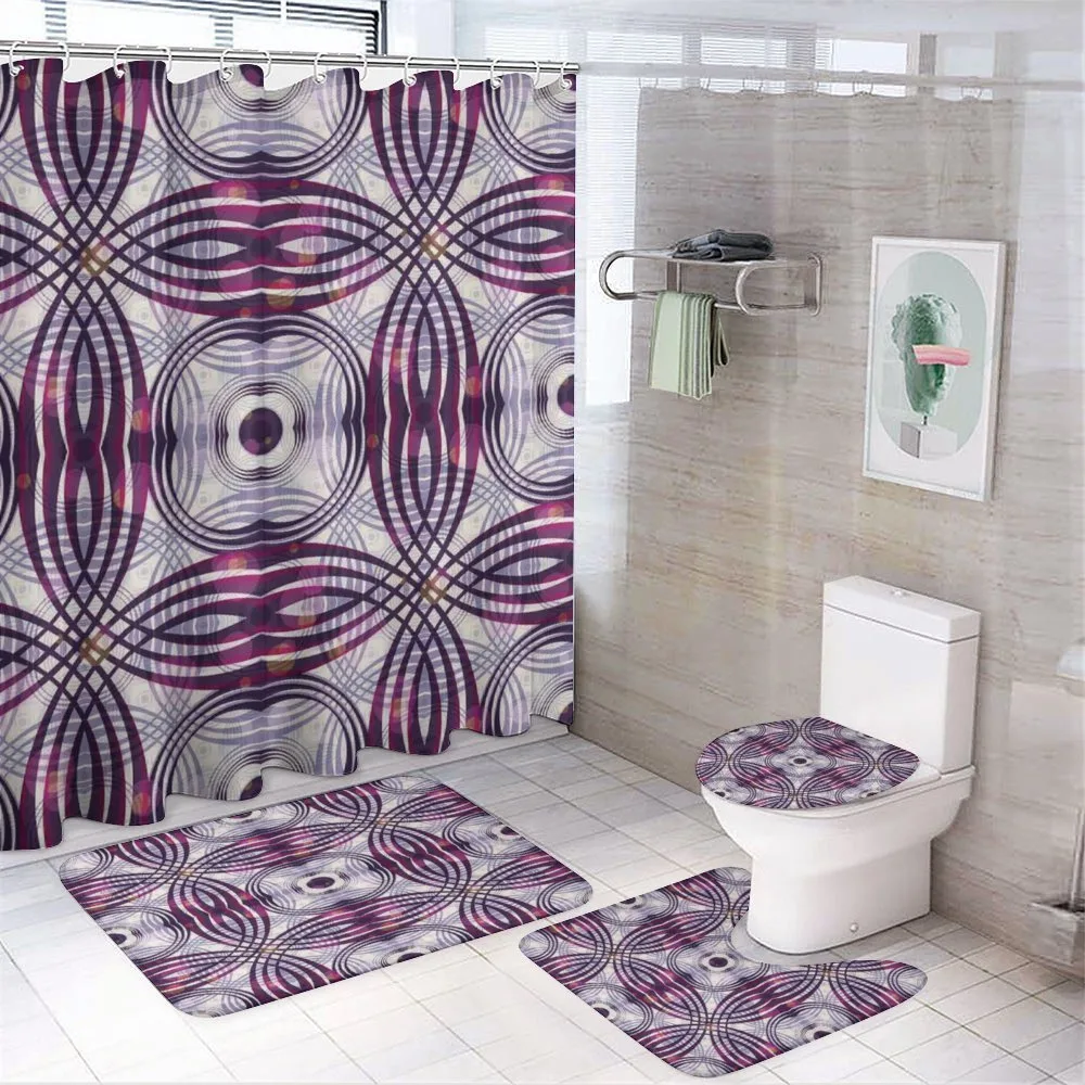Geometric Stripe Circle — 4-Piece Bathroom Set preview