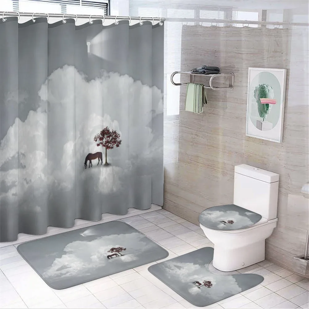Horse Spring Tree Cloud — 4-Piece Bathroom Set preview