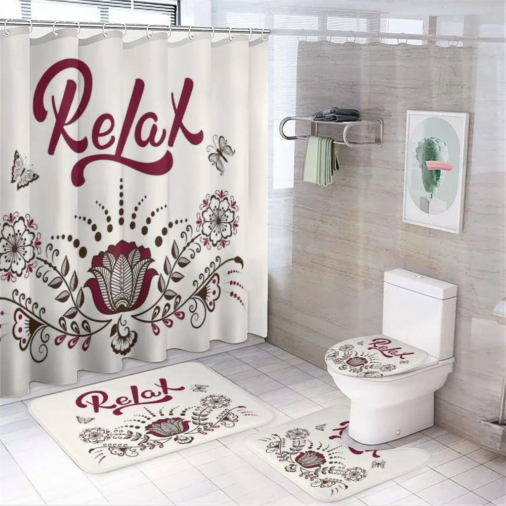 Mehndi Ornamental Design 4-Piece Bathroom Set product video