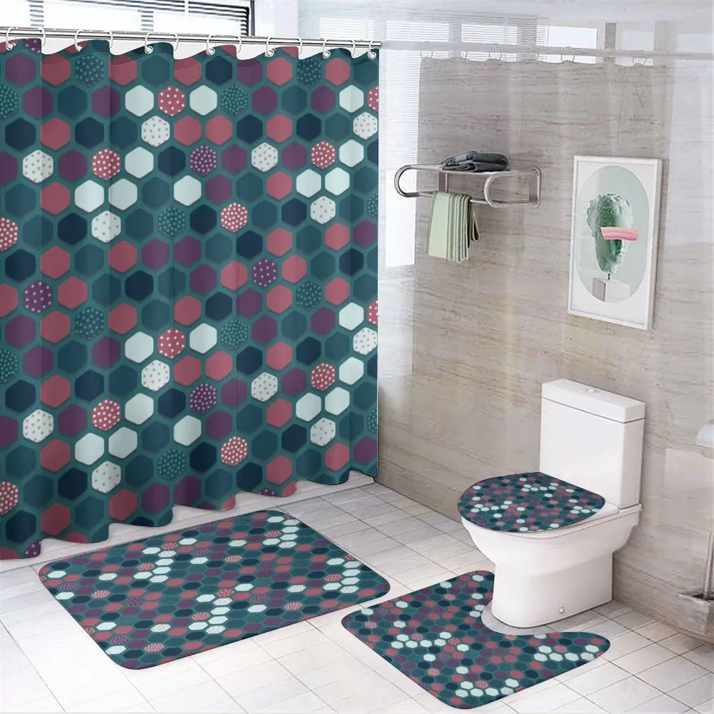 Vibrant Hexagon Shapes — 4-Piece Bathroom Set preview