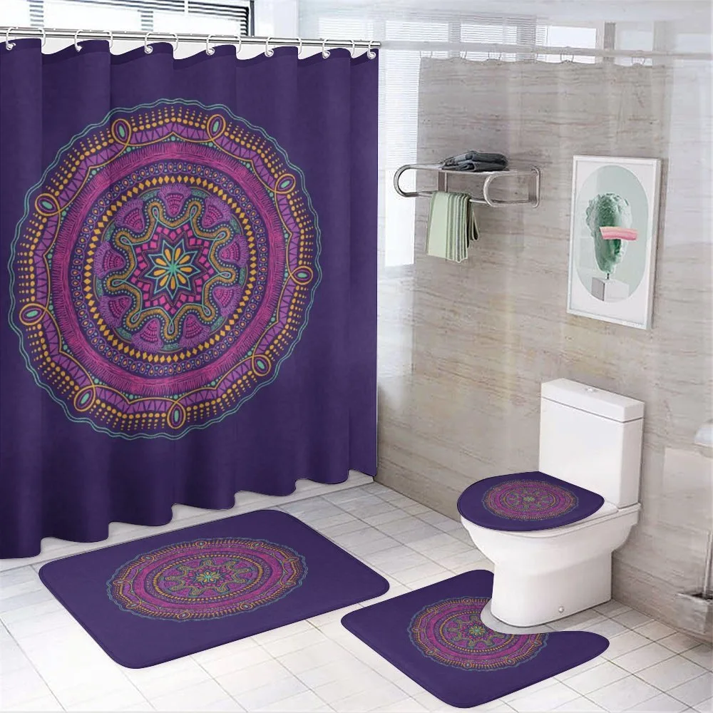 Boho Hippie Mandala Purple — 4-Piece Bathroom Set preview