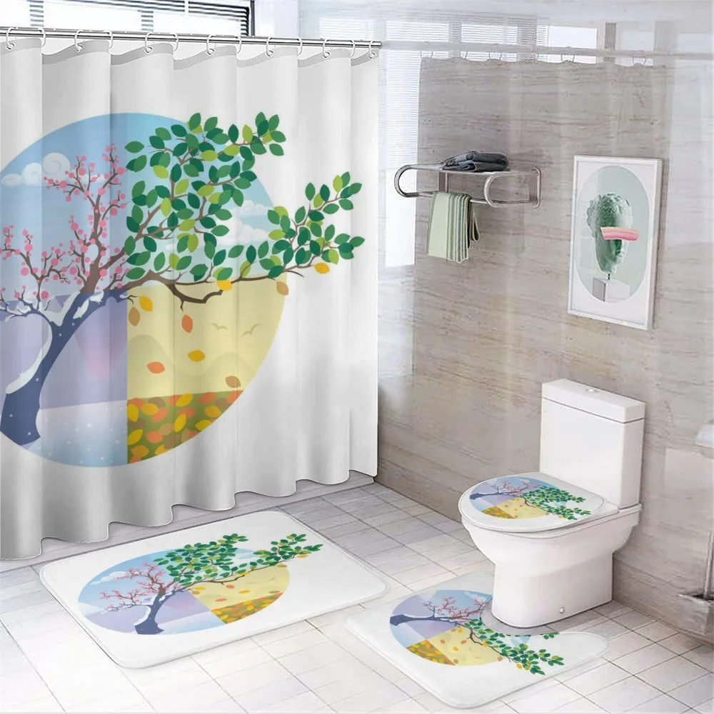 Cartoon Cycle of the Seasons — 4-Piece Bathroom Set preview