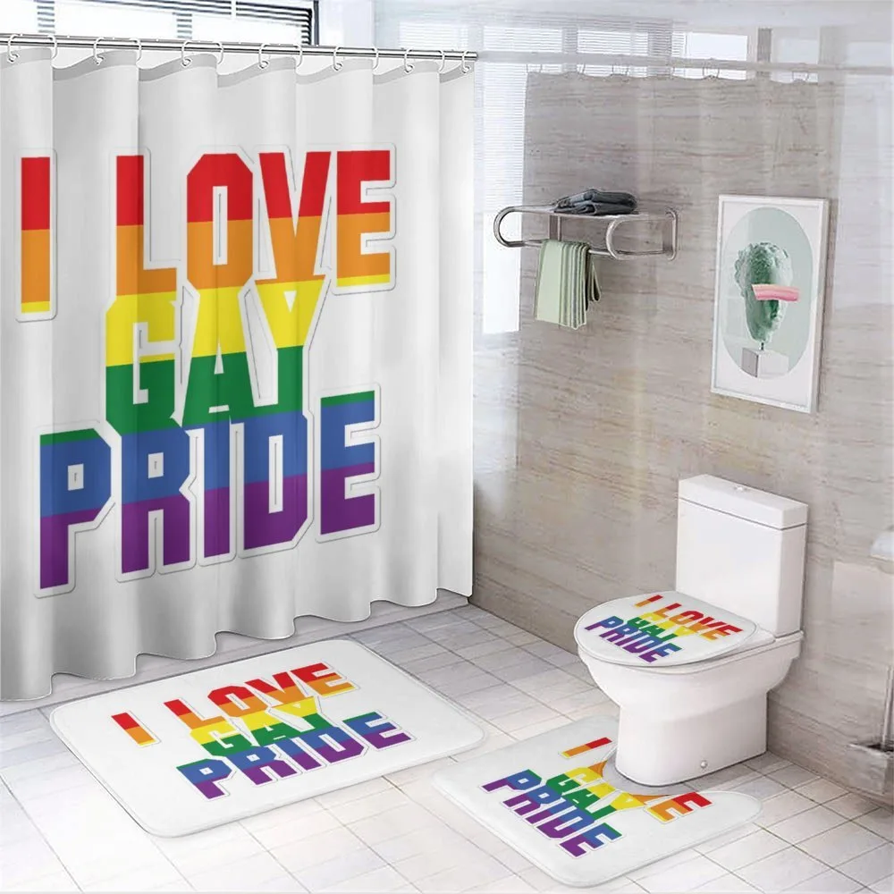 I Love Gay Pride Words — 4-Piece Bathroom Set preview
