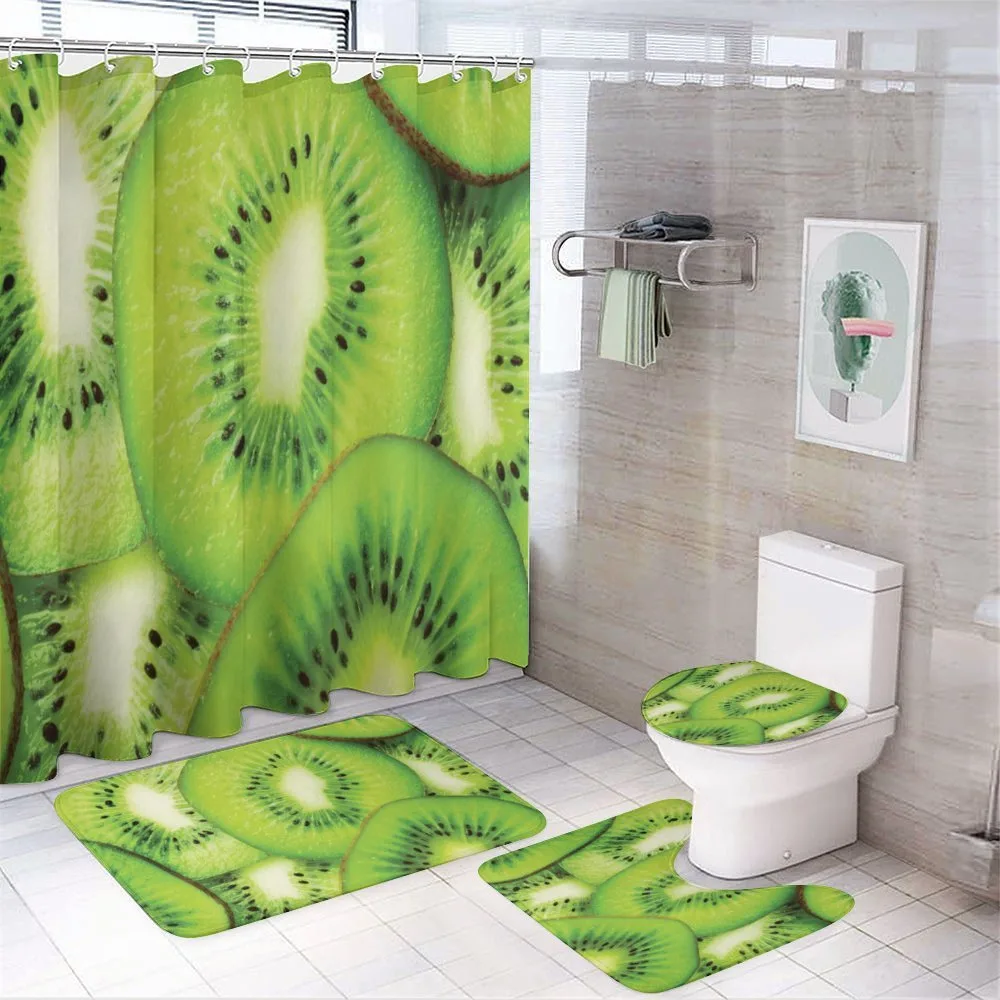 Macro Exotic Fruits Slices — 4-Piece Bathroom Set preview