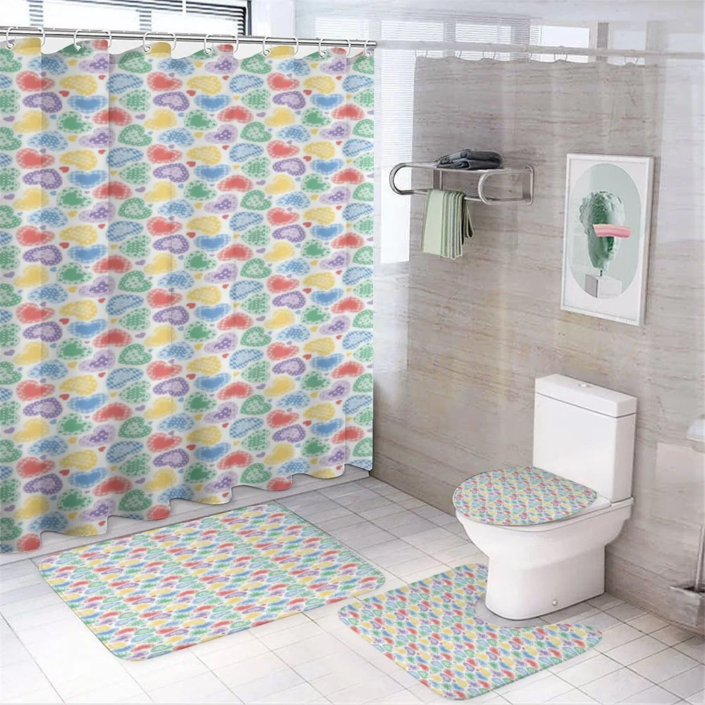 Patchwork Style Hearts — 4-Piece Bathroom Set preview