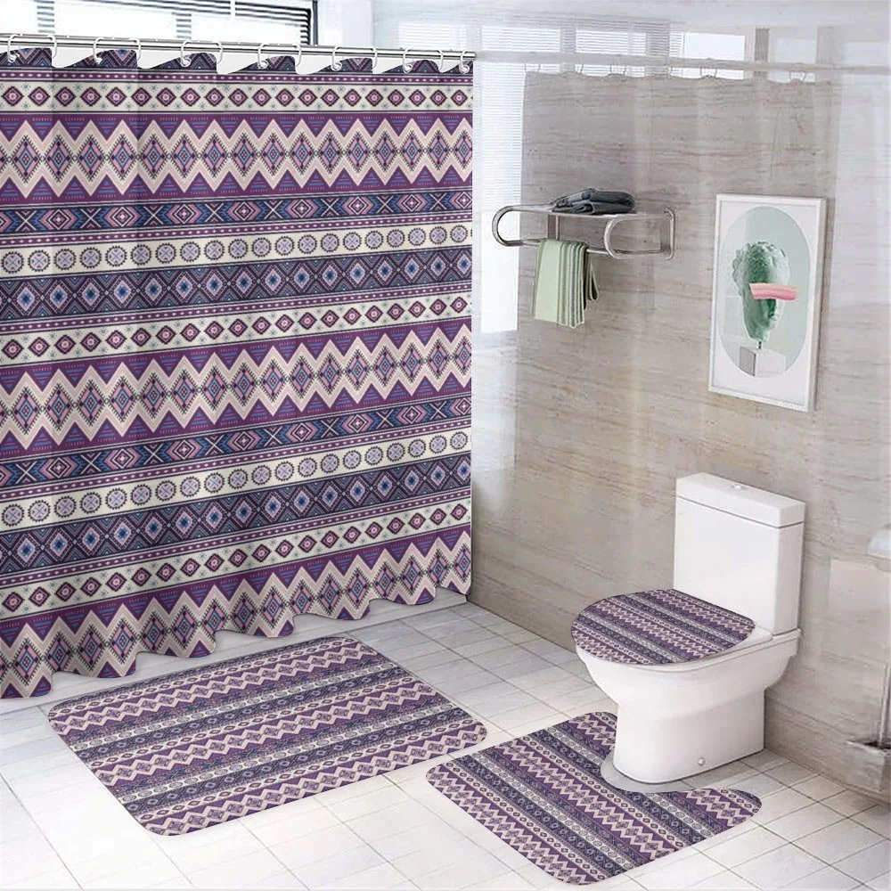 Purple Art Tribal Triangles — 4-Piece Bathroom Set preview